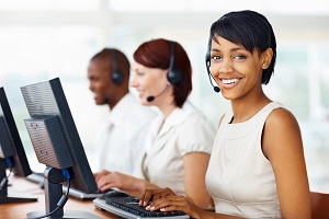 female employee smiling at camera